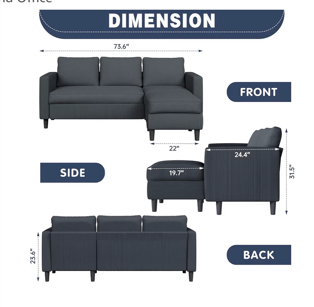 Dark Gray Sectional Sofa - photo 2