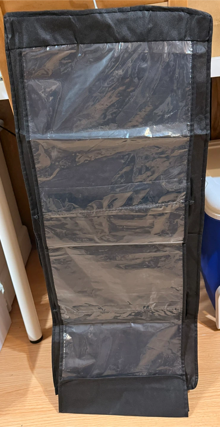 Black Hanging Closet Organizer with Clear Pockets
