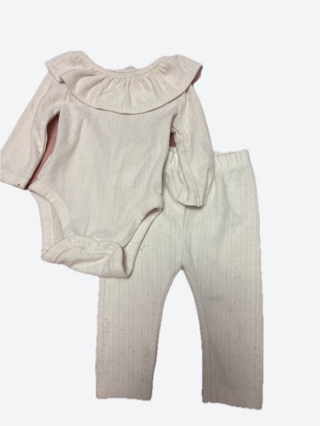 Baby Long Sleeve Ruffle Neck Bodysuit and Pants Set