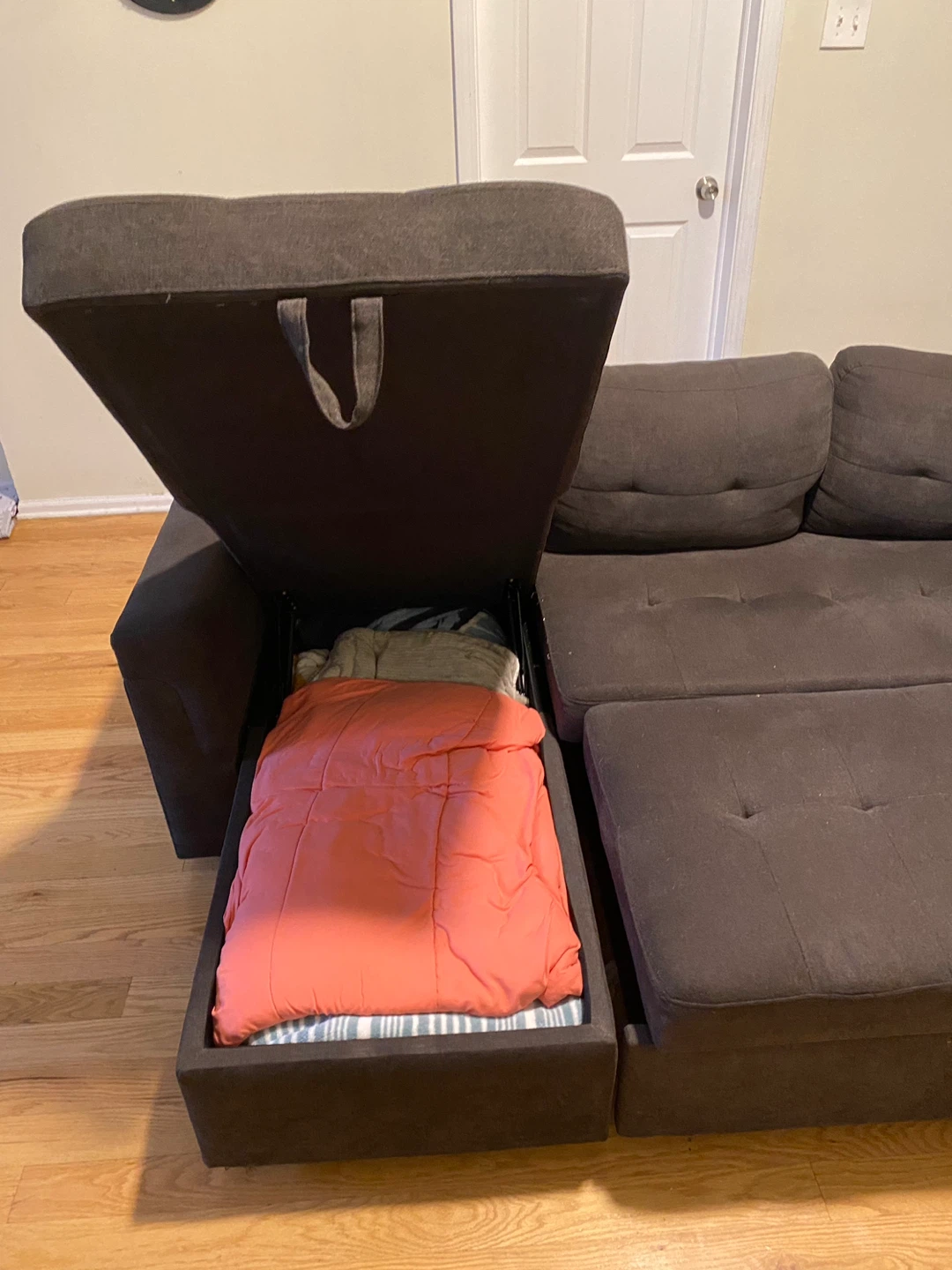 Dark Brown Sectional Sofa with Storage - photo 2
