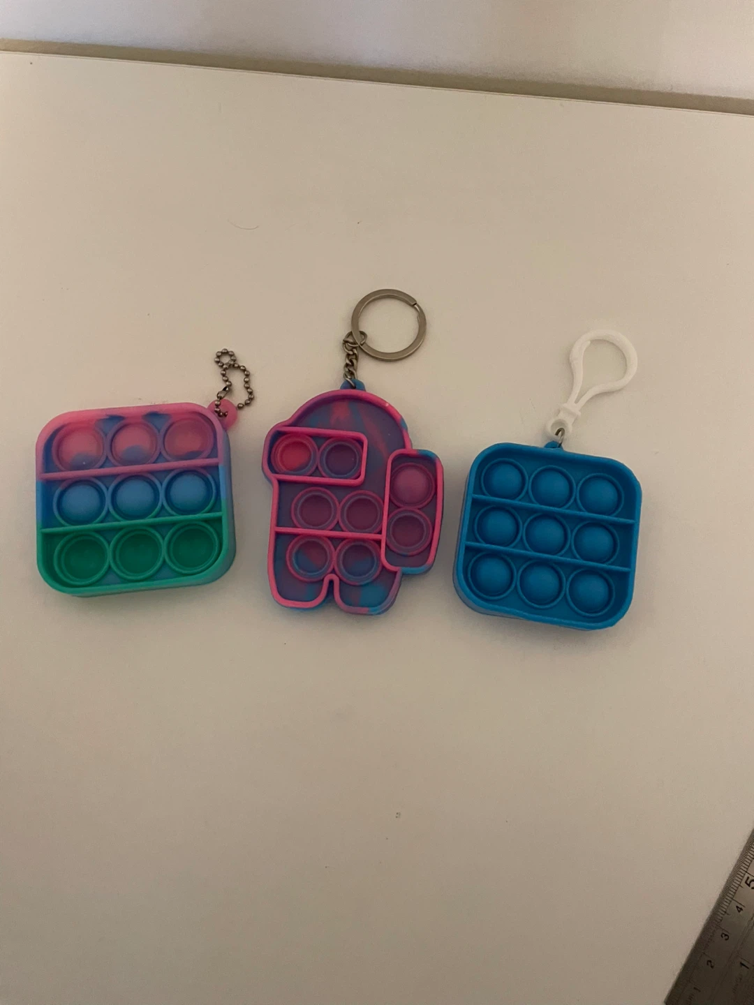 3 Mini Pop-It Fidget Keychain Set