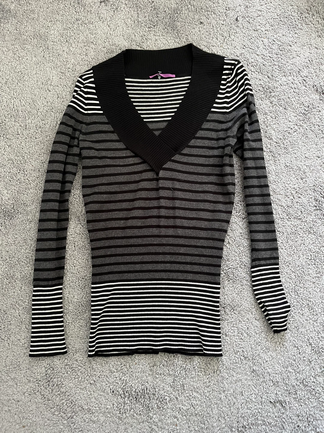 Striped V-Neck Long Sleeve Sweater