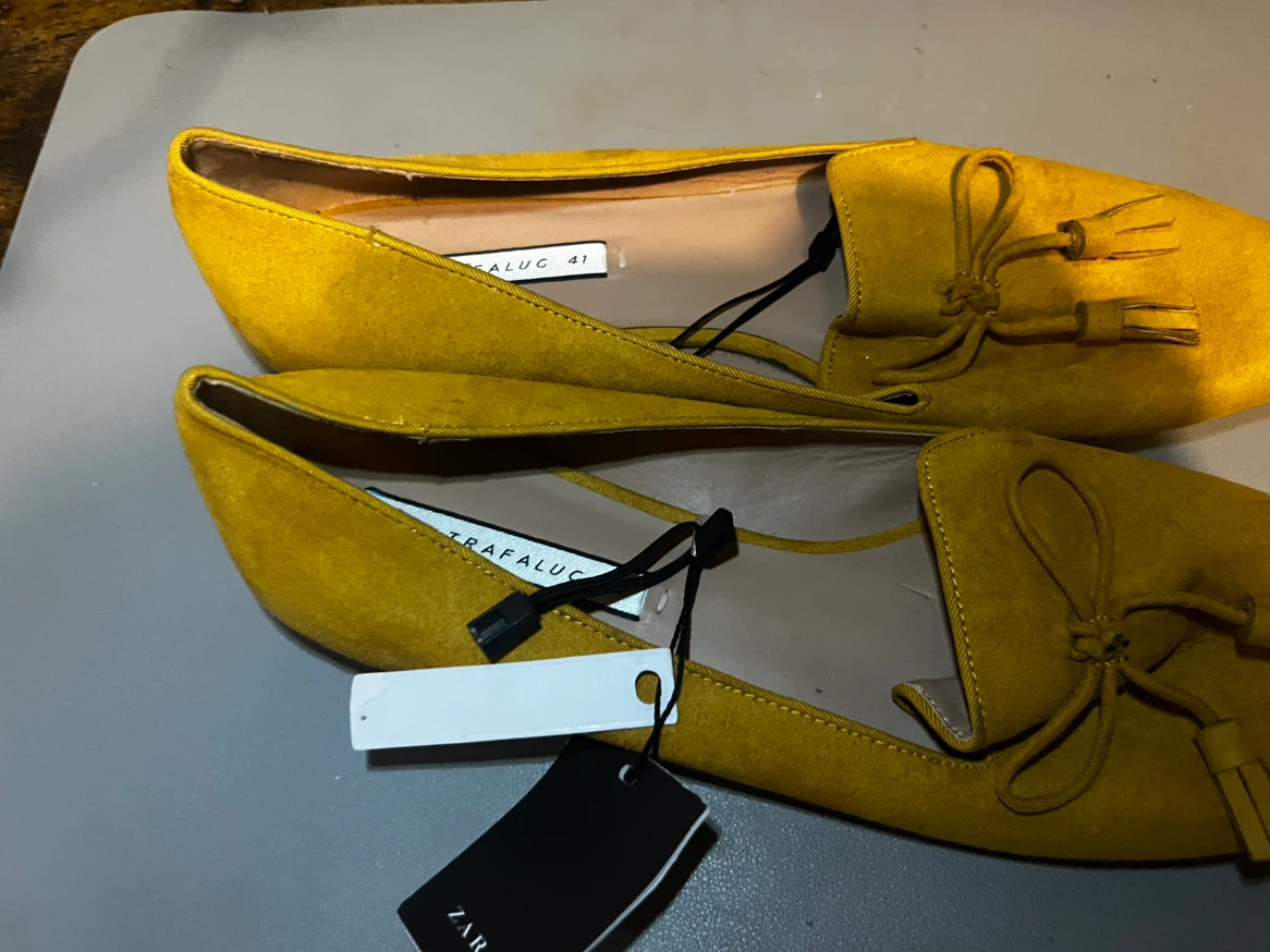 ZARA Yellow Suede Loafers Size 41