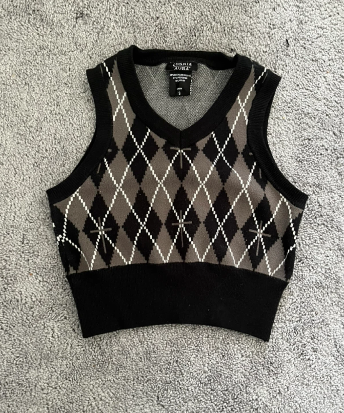 Cosmic Aura Argyle Sweater Vest Size S
