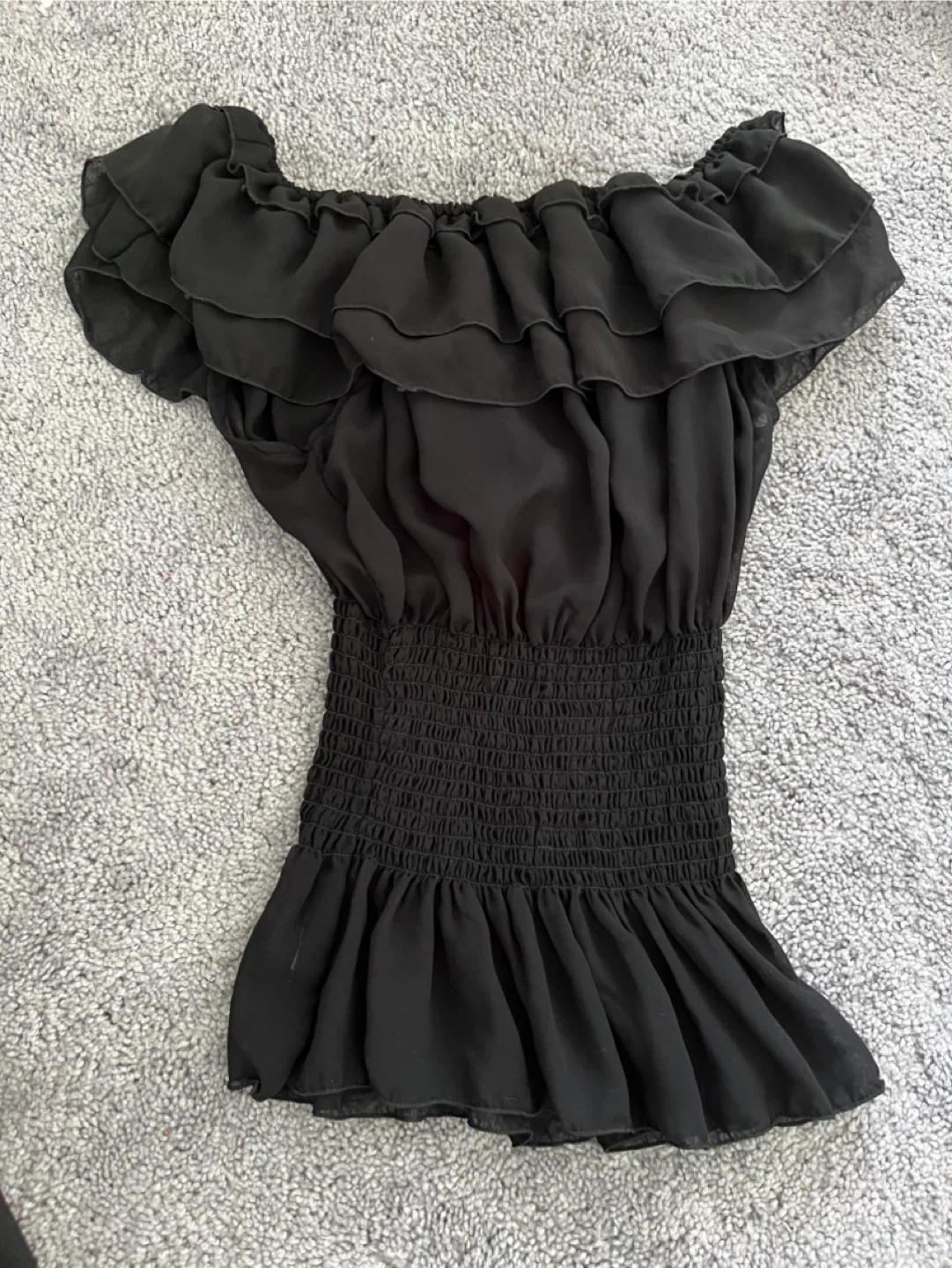 Black Off-the-Shoulder Ruffle Top