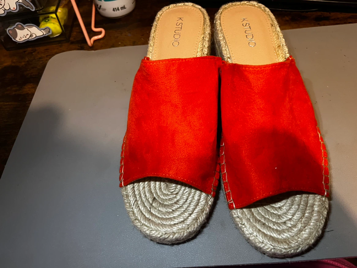 K STUDIO Red Wedge Espadrille Slides - photo 3