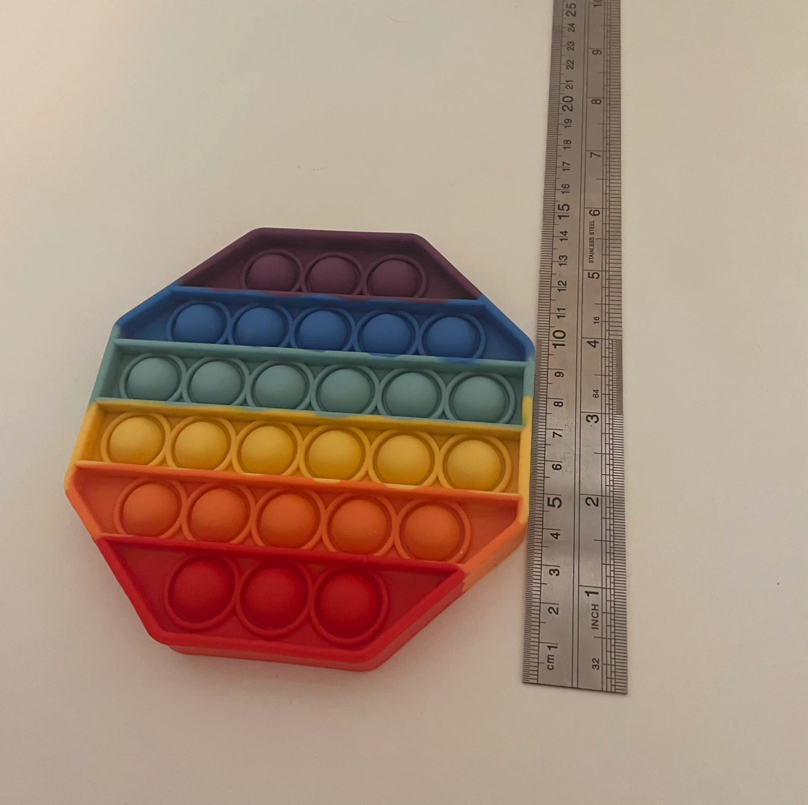 POP IT FIDGET TOY 13cm/13cm - Rainbow Hexagon Stress Toy