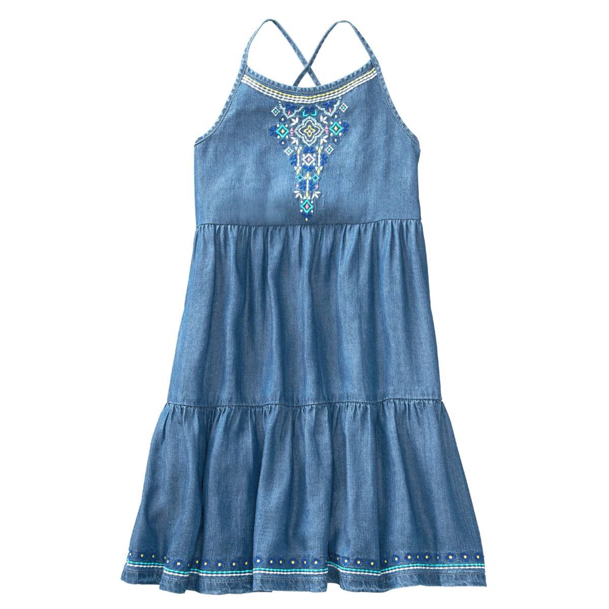 Girls Denim Dress with Embroidery - photo 2