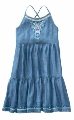 Girls Denim Dress with Embroidery - photo 3