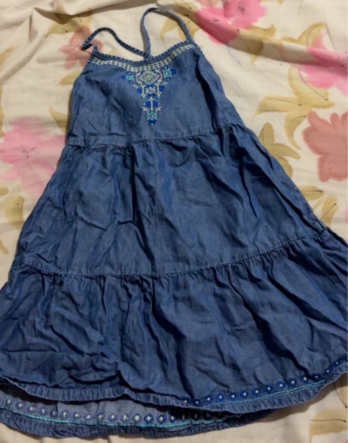 Girls Denim Dress with Embroidery - photo 5