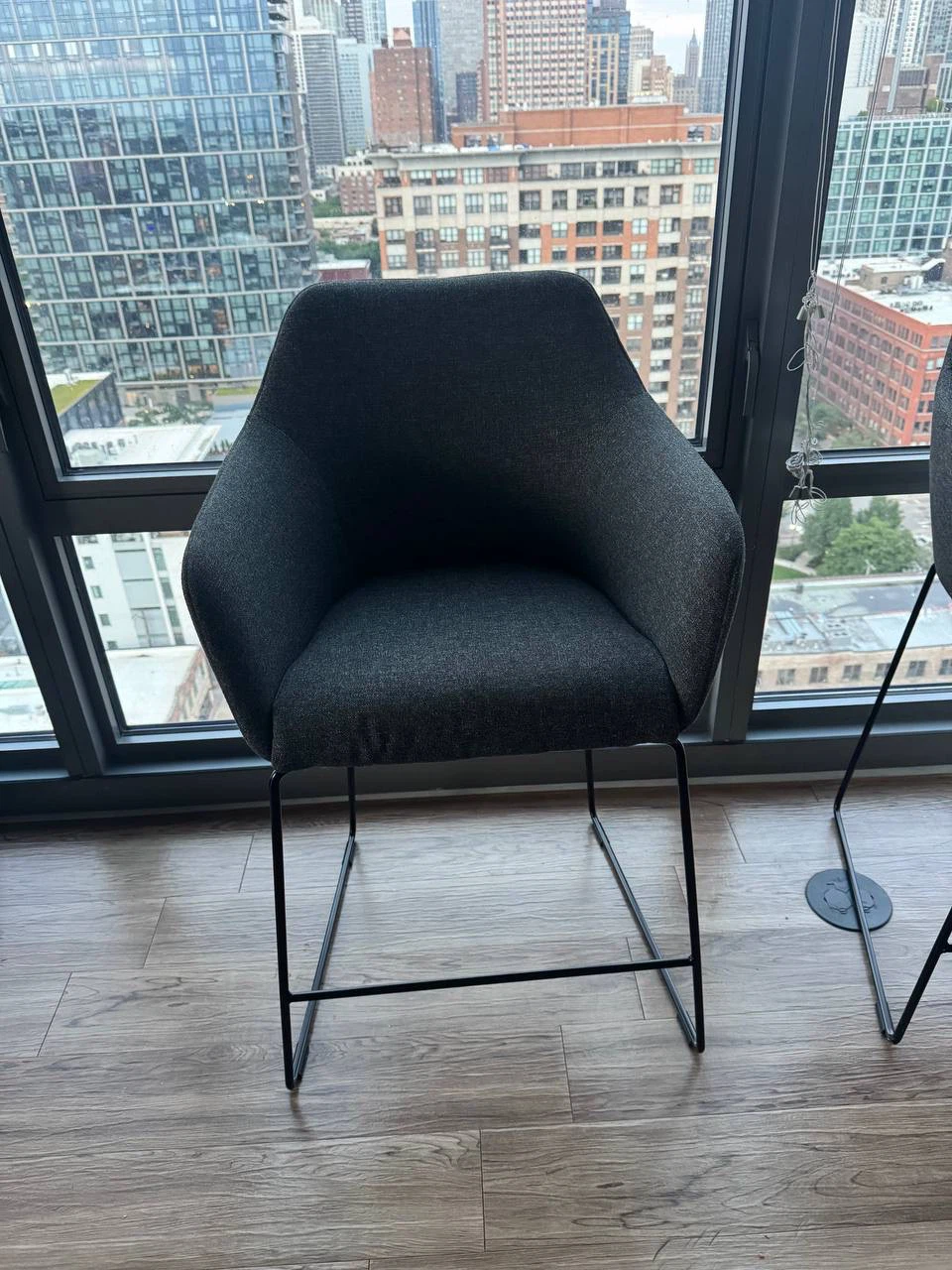Set of 2 Dark Gray Upholstered Bar Stools - photo 2