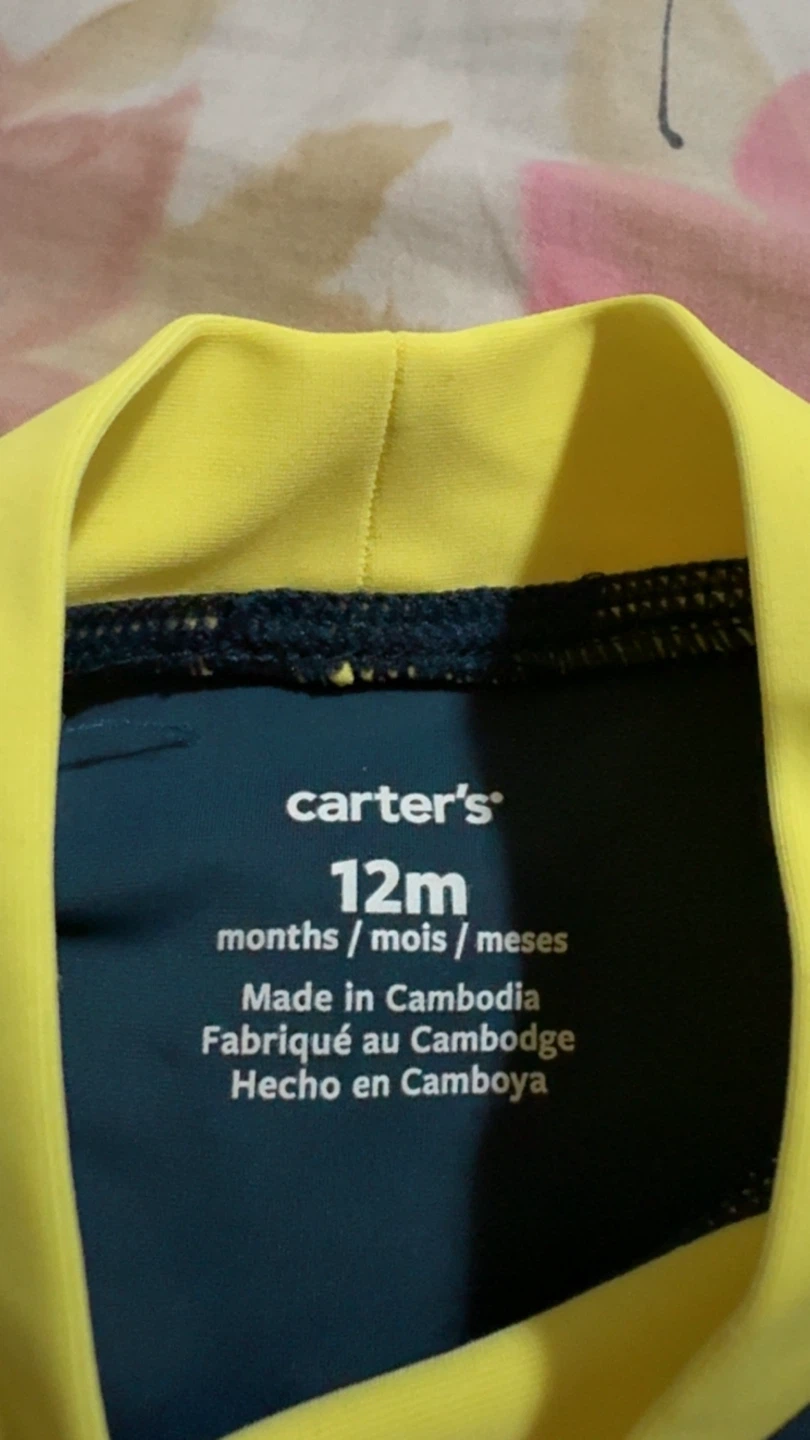Carter's Blue & Yellow Rash Guard Swim Shirt - 12 Months - photo 4