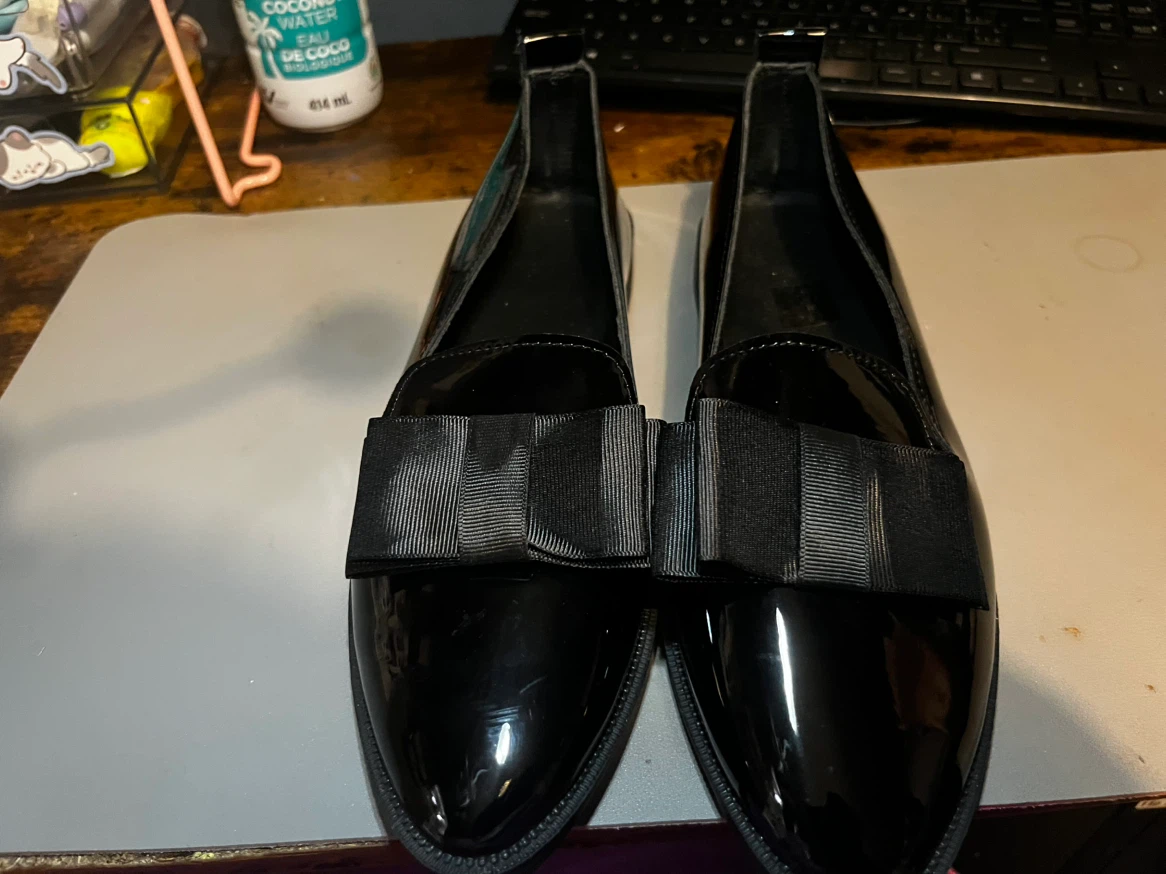 Black Patent Bow Flats