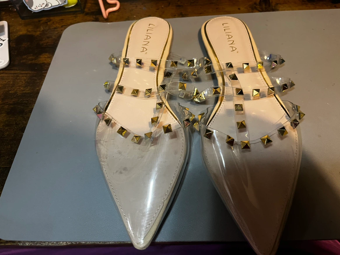 LILIANA Studded Clear Pointed Toe Mules