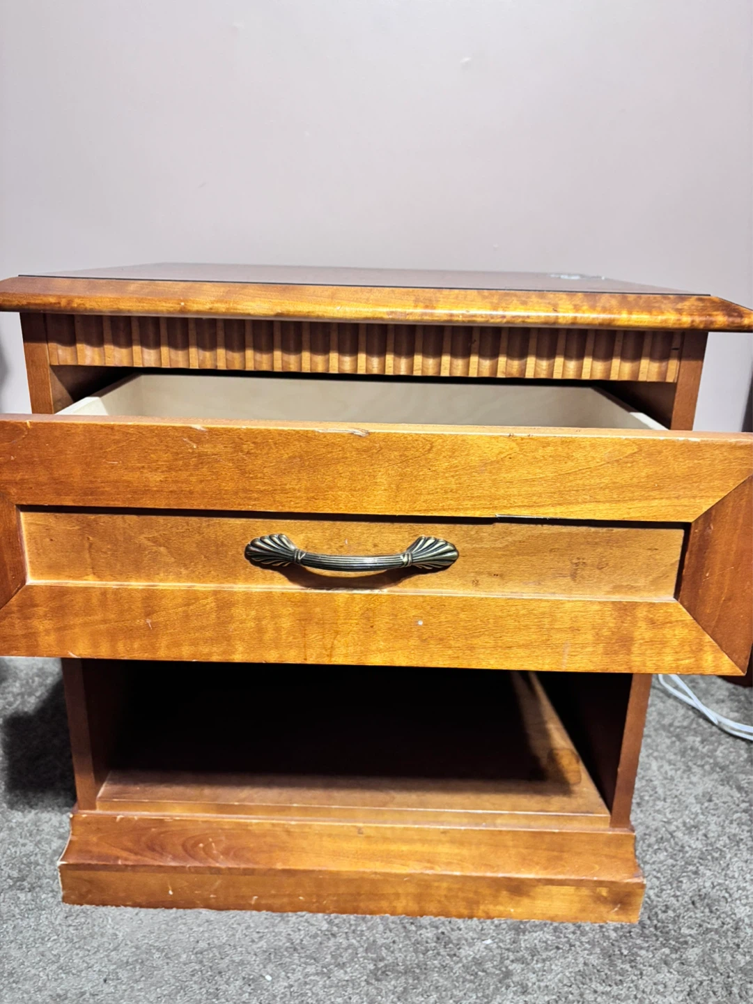 Wooden Nightstand with Drawer - photo 2