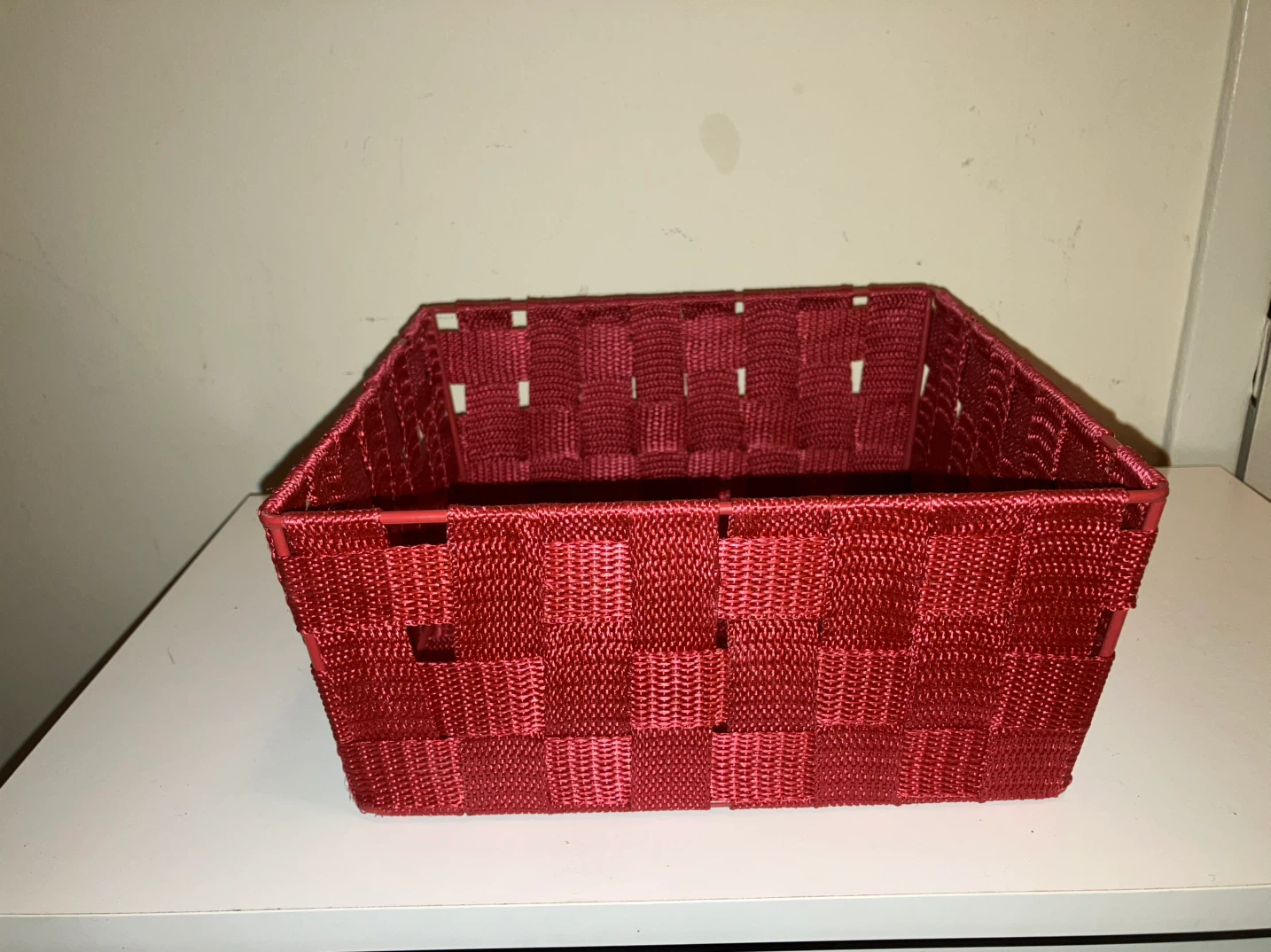Red Woven Storage Basket-9” x 9” x 4”