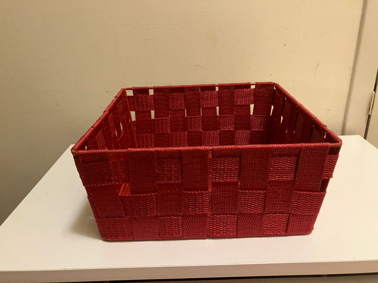 Red Woven Storage Basket-9” x 9” x 4” - photo 2