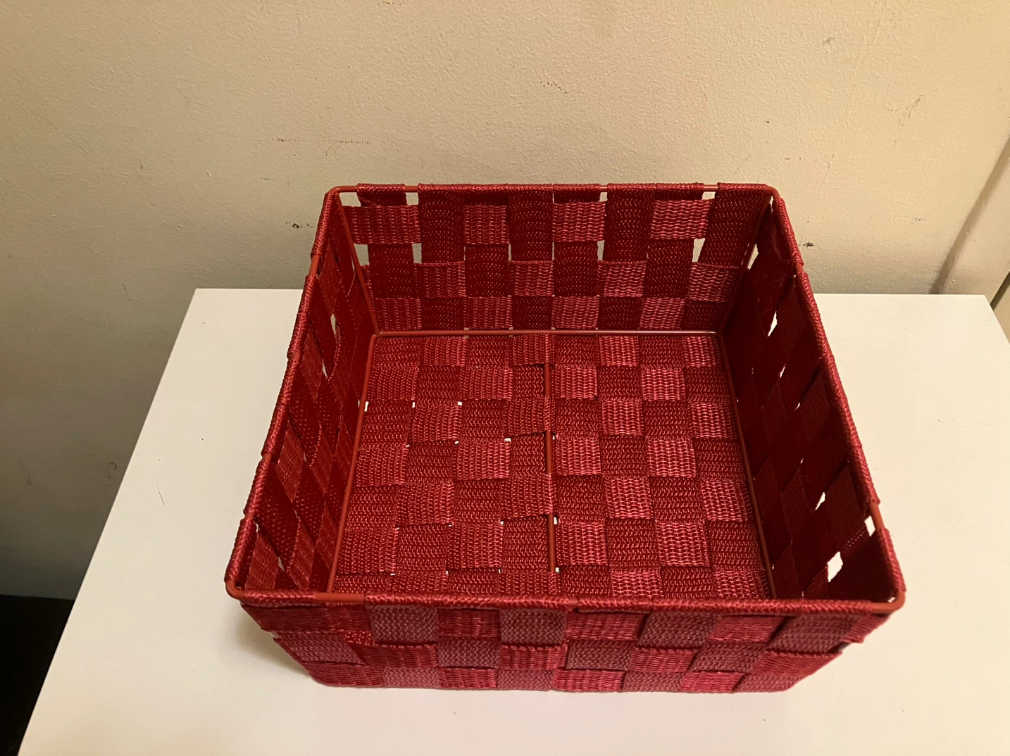 Red Woven Storage Basket-9” x 9” x 4” - photo 3