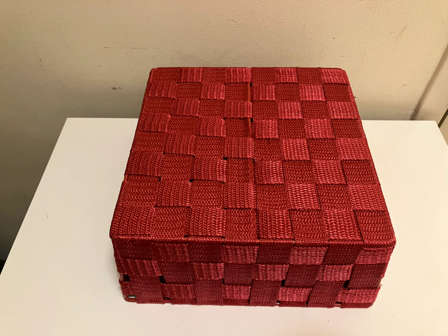 Red Woven Storage Basket-9” x 9” x 4” - photo 4
