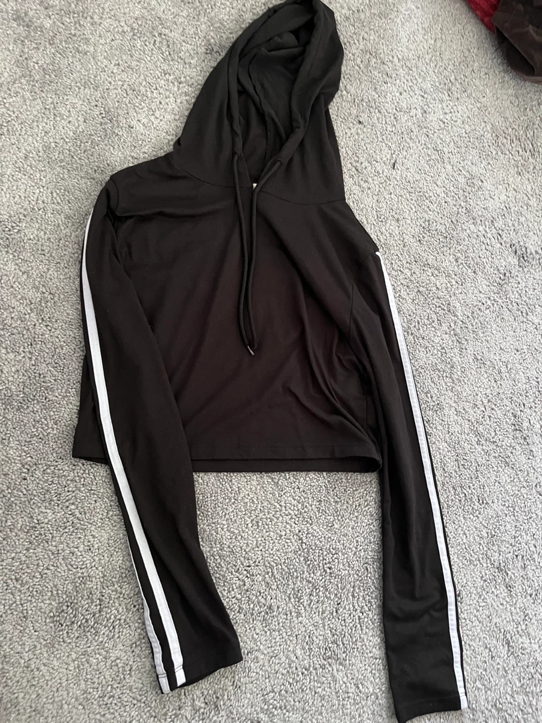 Cropped Hoodie with Side Stripes