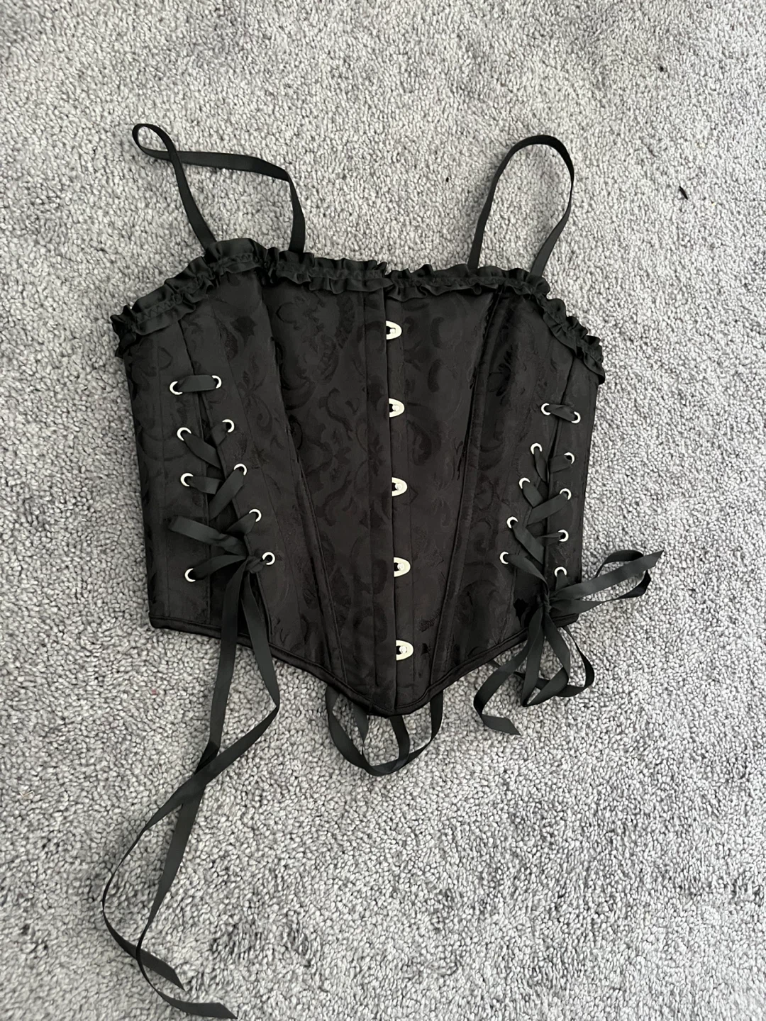 Black Corset Top with Ribbons