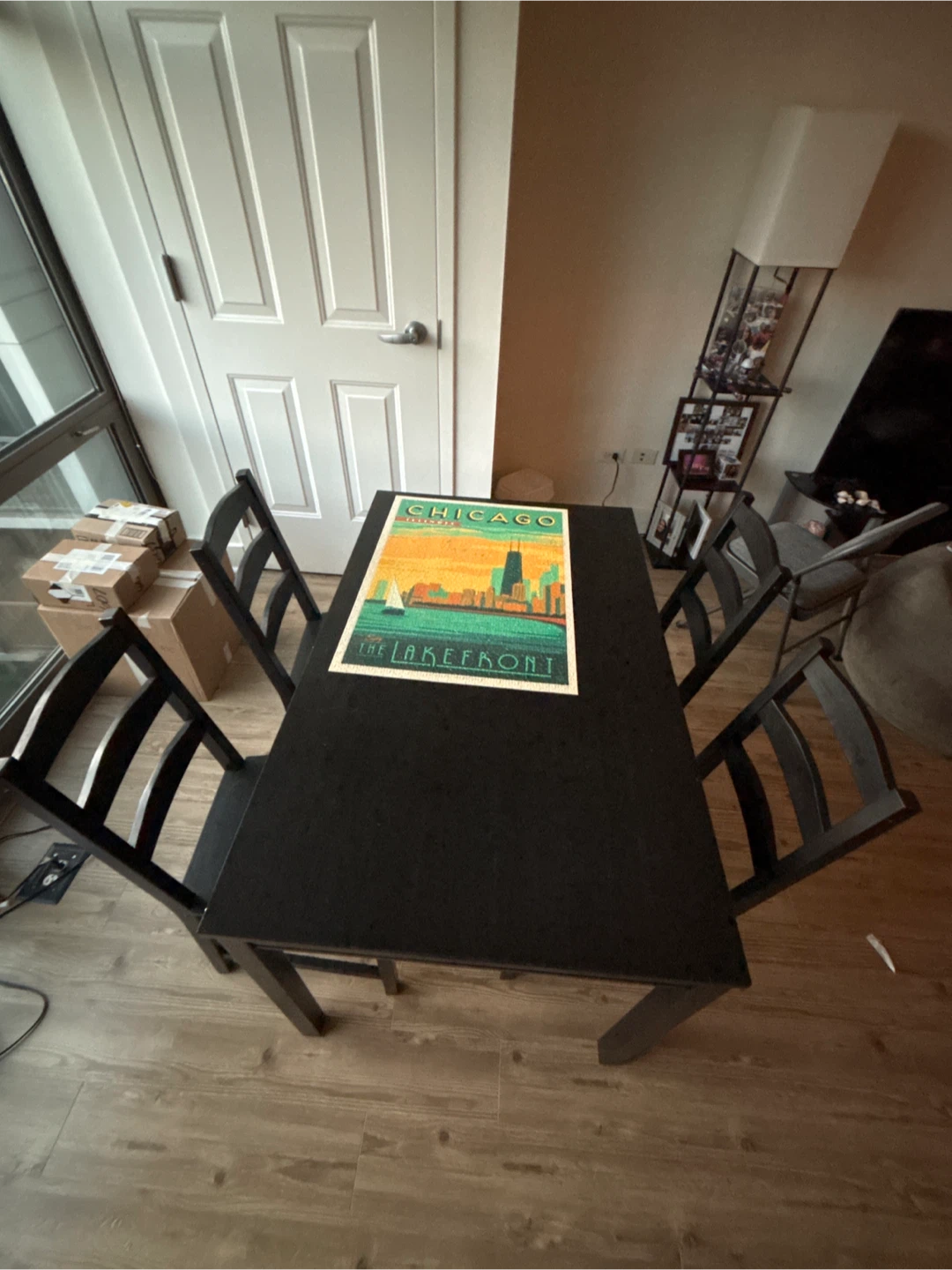 Black Dining Table with 4 Chairs