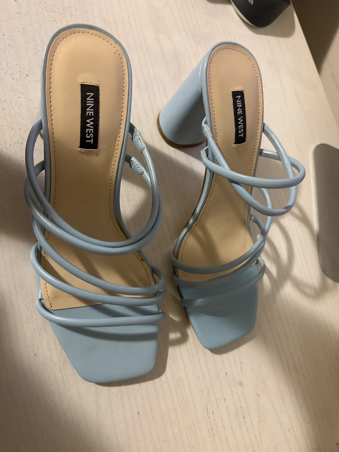 NWOT Nine West Light Blue Strappy Block Heel Sandals - Size 8