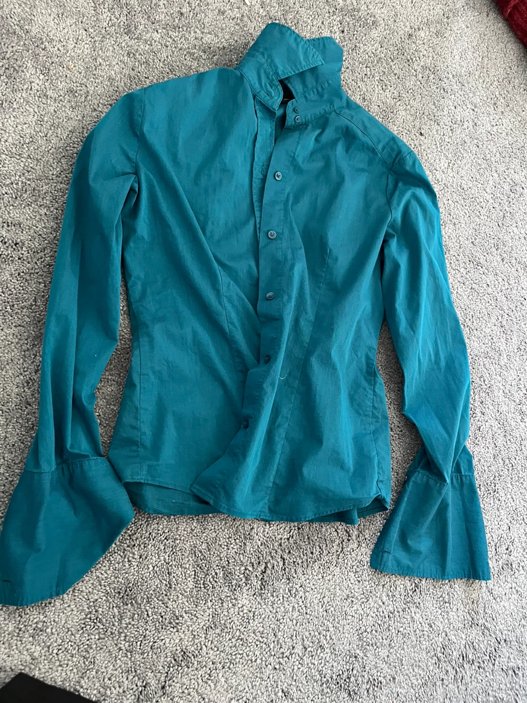 Teal Bell Sleeve Button-Up Shirt