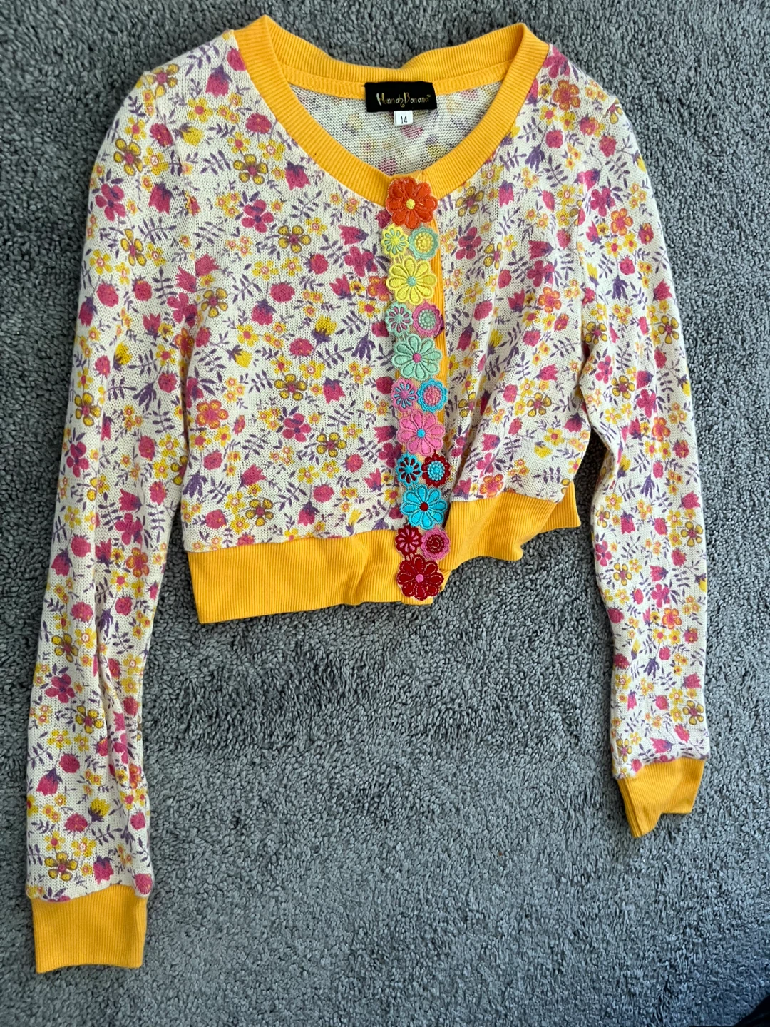 Hannah Banana Floral Cardigan Size 14