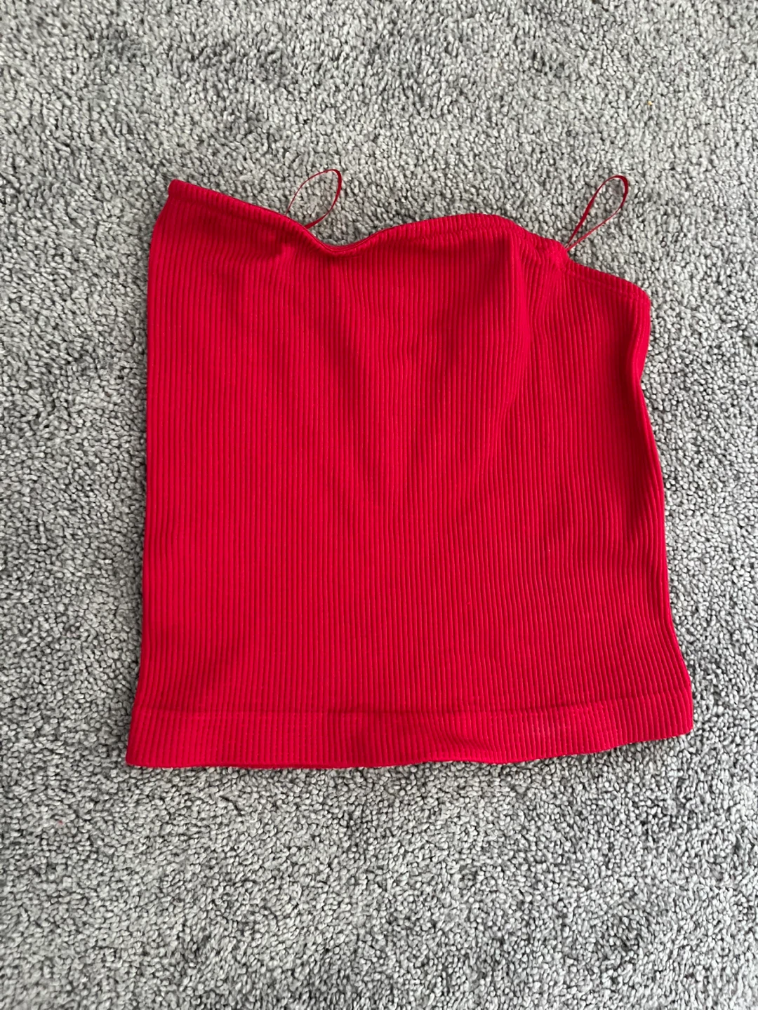 Red Ribbed Tank Top