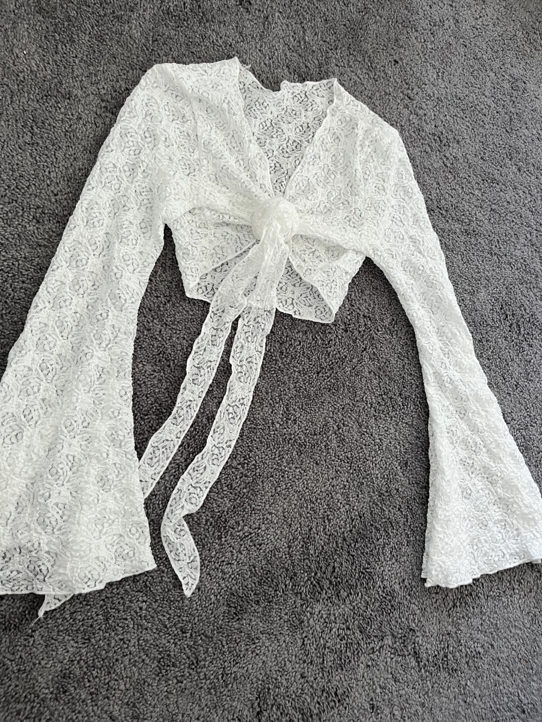White Lace Tie-Front Bolero