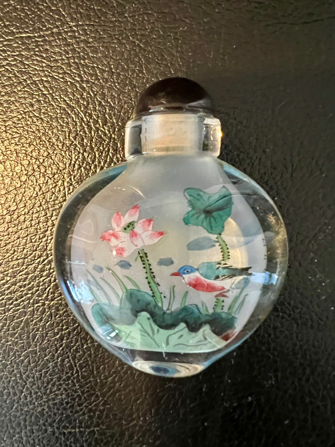 Vintage Hand-Painted Glass Snuff Bottle