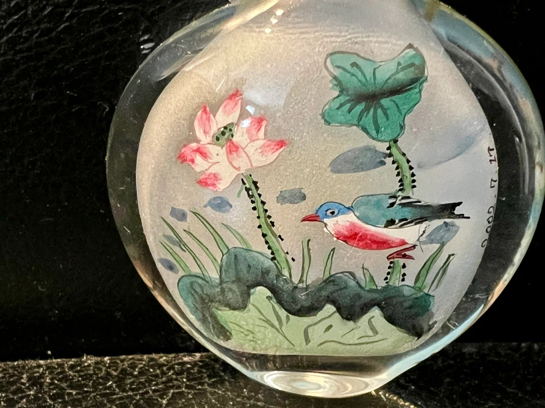 Vintage Hand-Painted Glass Snuff Bottle - photo 3
