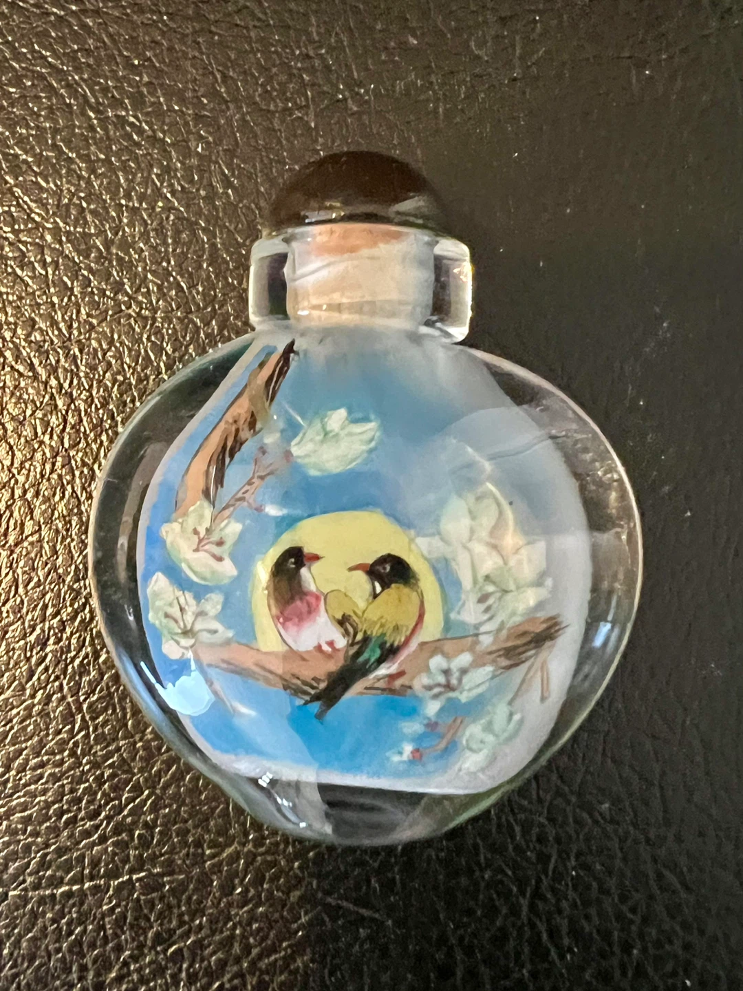 Vintage Hand-Painted Glass Snuff Bottle - photo 4