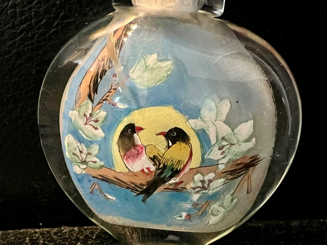 Vintage Hand-Painted Glass Snuff Bottle - photo 5
