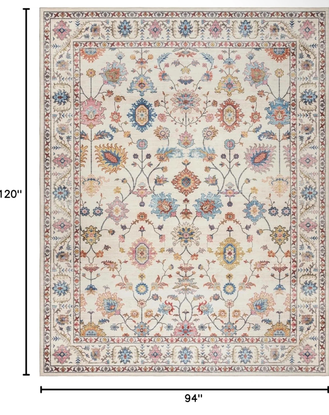 Persian Style Area Rug - 94" x 120" - photo 2
