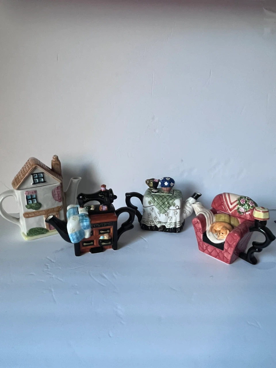 Set of 4 Novelty Ceramic Teapots