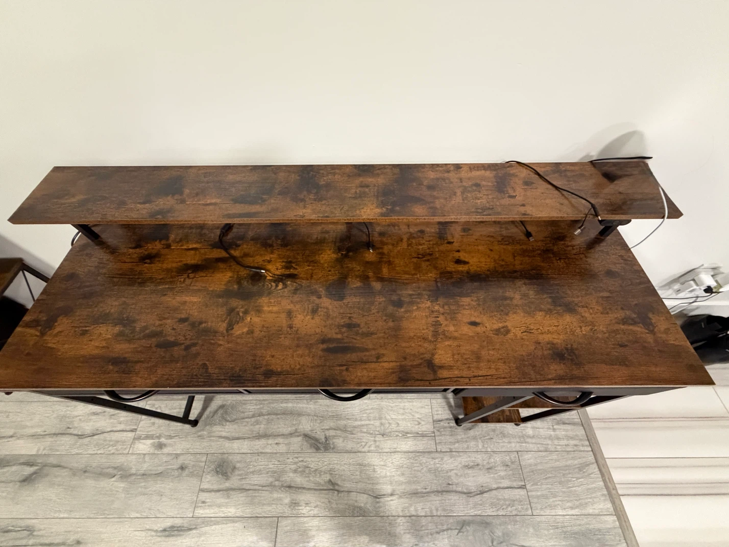 Brown and Black 3-Drawer Desk with Hutch - photo 2
