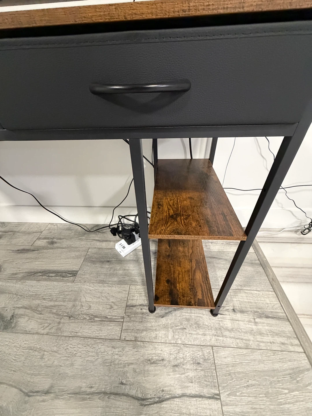 Brown and Black 3-Drawer Desk with Hutch - photo 3