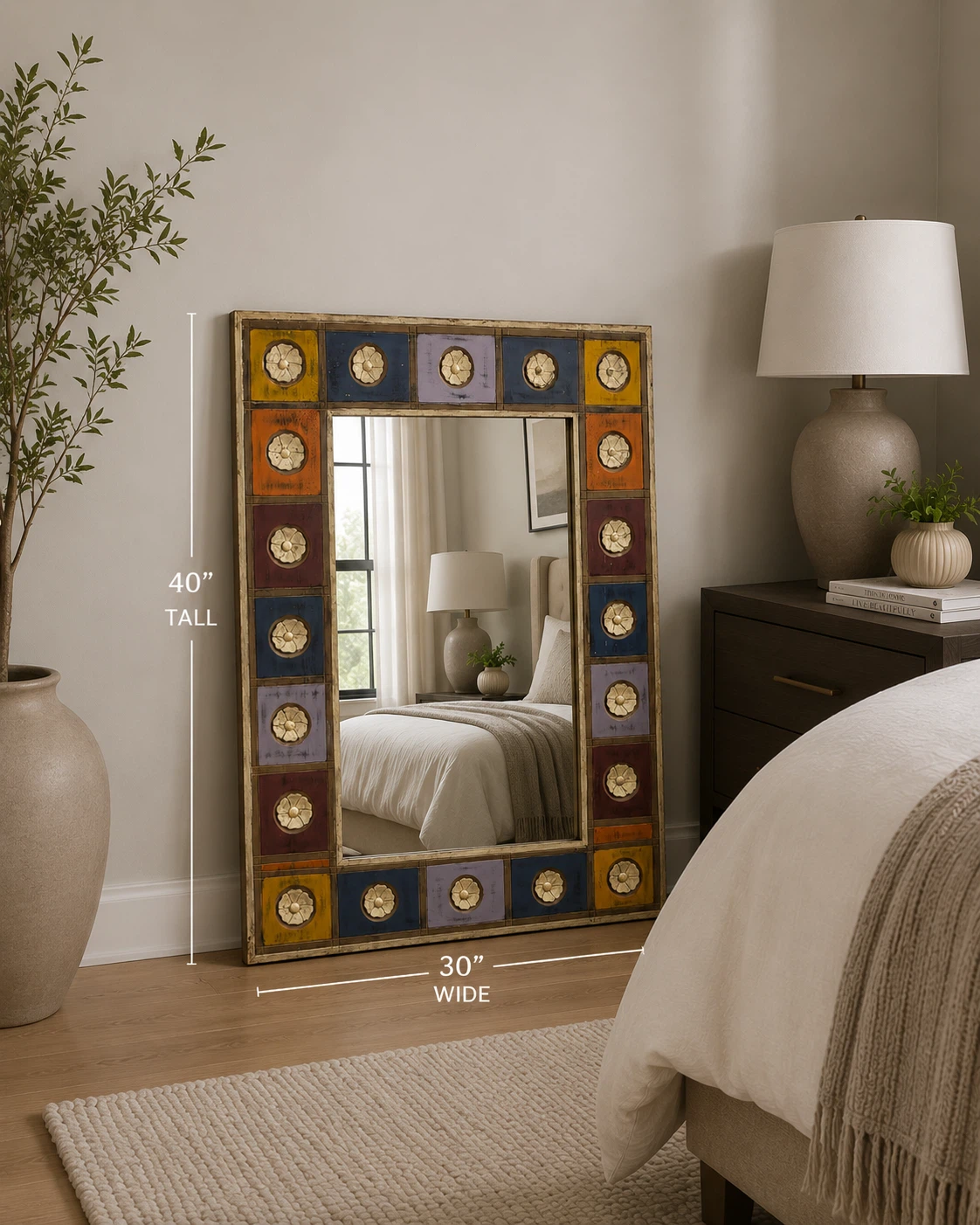 VTG Pier 1 Imports Multicolor Patchwork Mirror