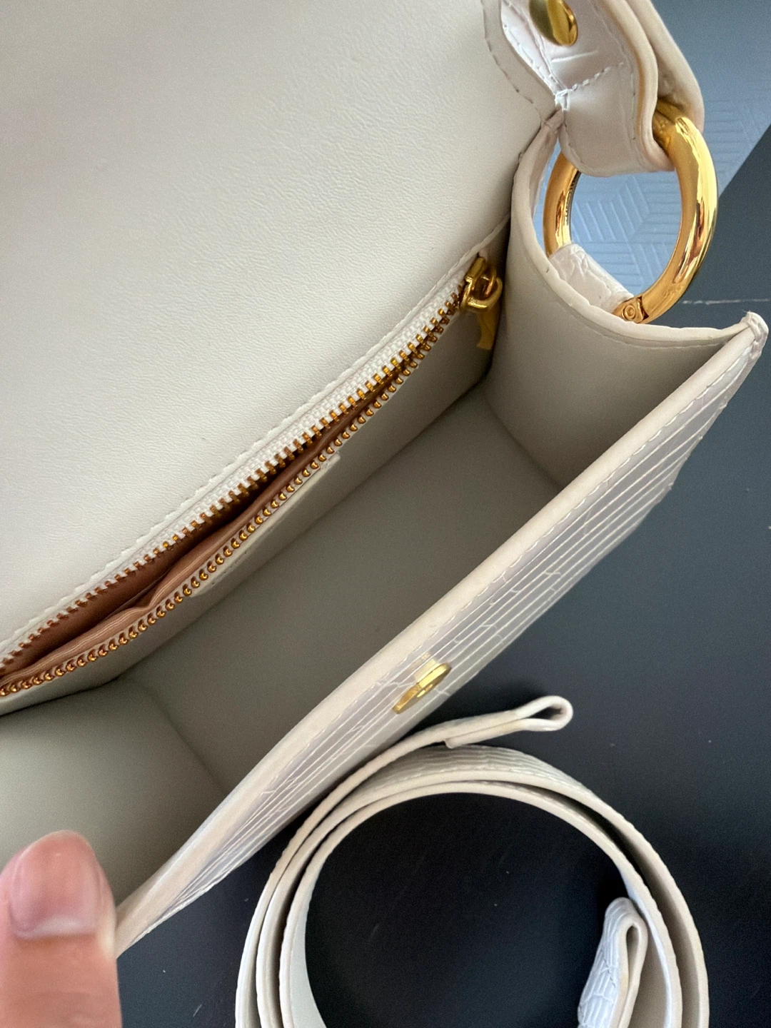JW PEI Cream Croc Embossed Mini Tote Bag with Strap - photo 2