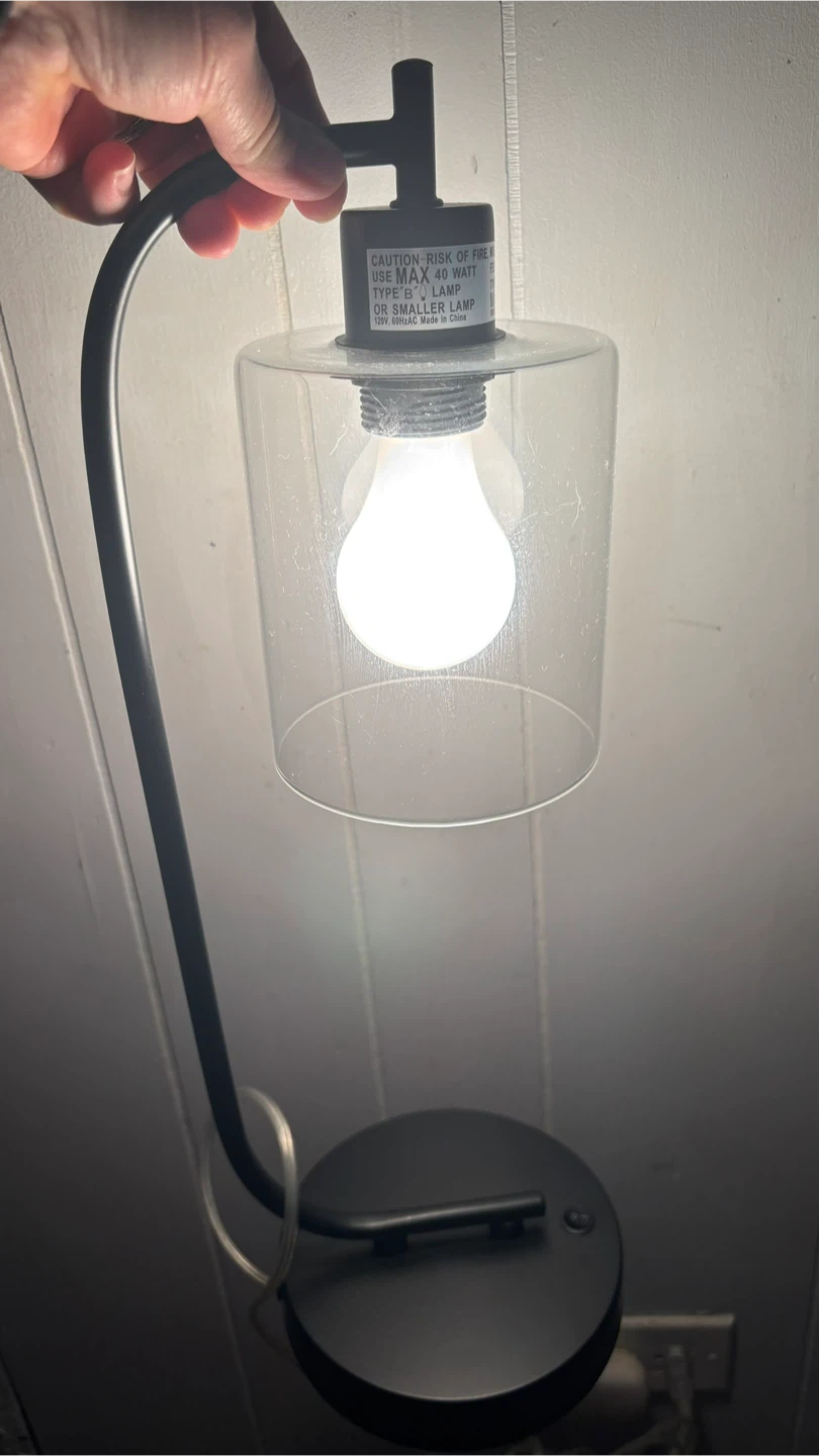Set of 2 Black Metal Table Lamps with Glass Shades - photo 4