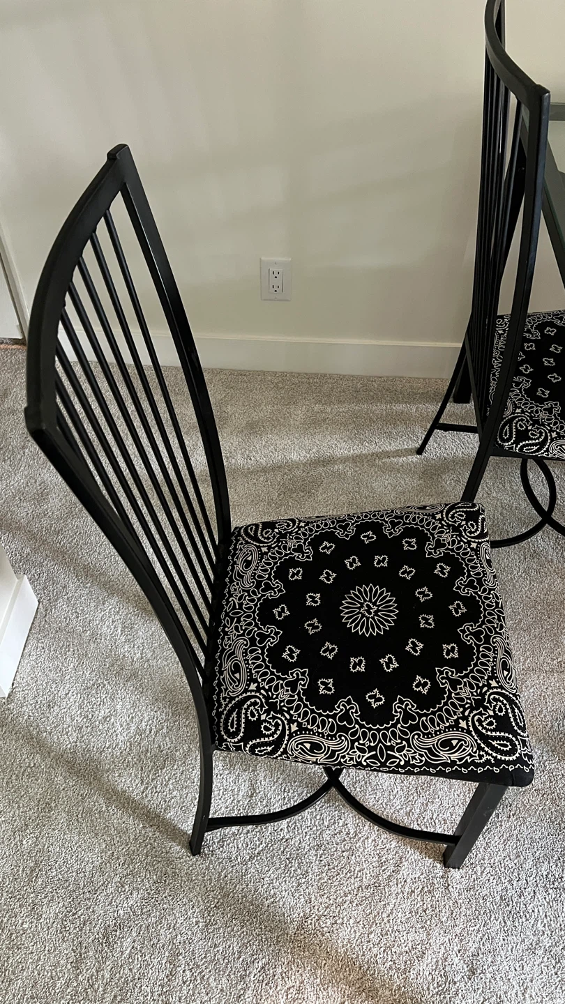 Black Metal Dining Chairs with Bandana Print Cushions (Set of 4) - photo 2