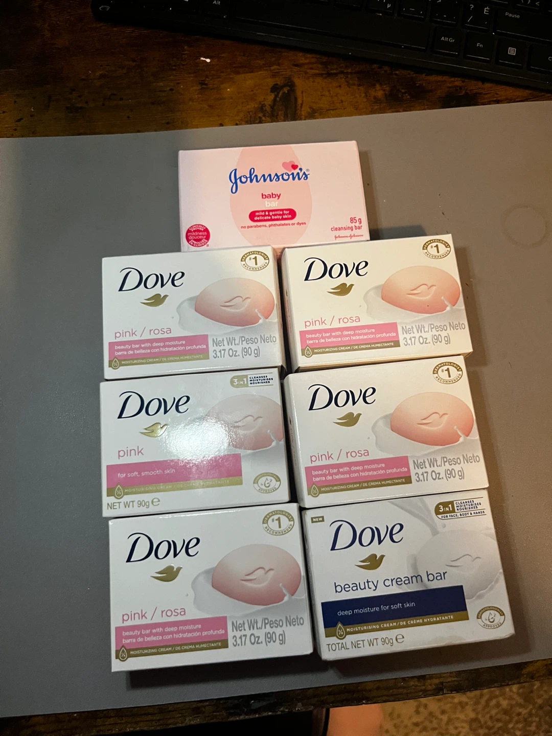 Dove Pink Beauty Bar Soap with Johnson's Baby Bar