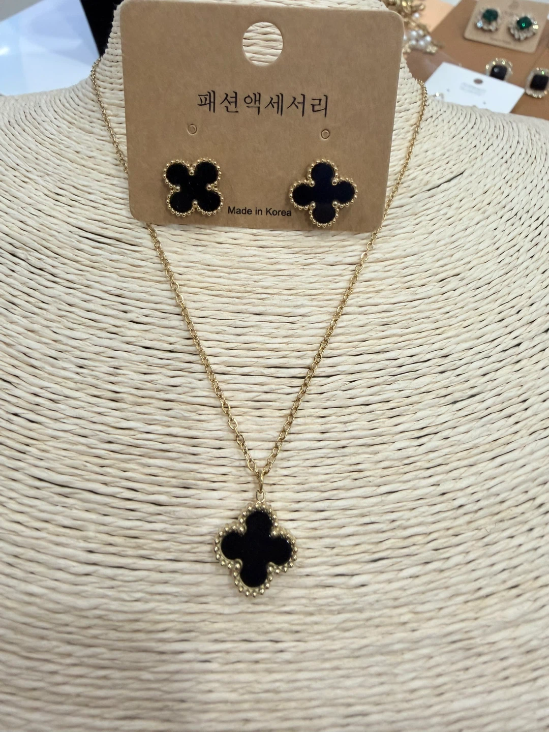 Gold Clover Necklace and Earring Set - photo 4