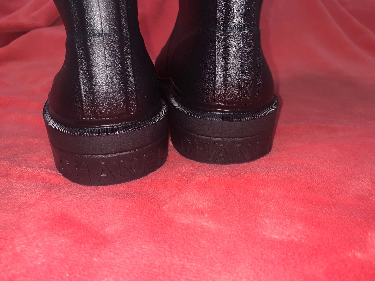Chanel Black Rubber Rain Boots - photo 3