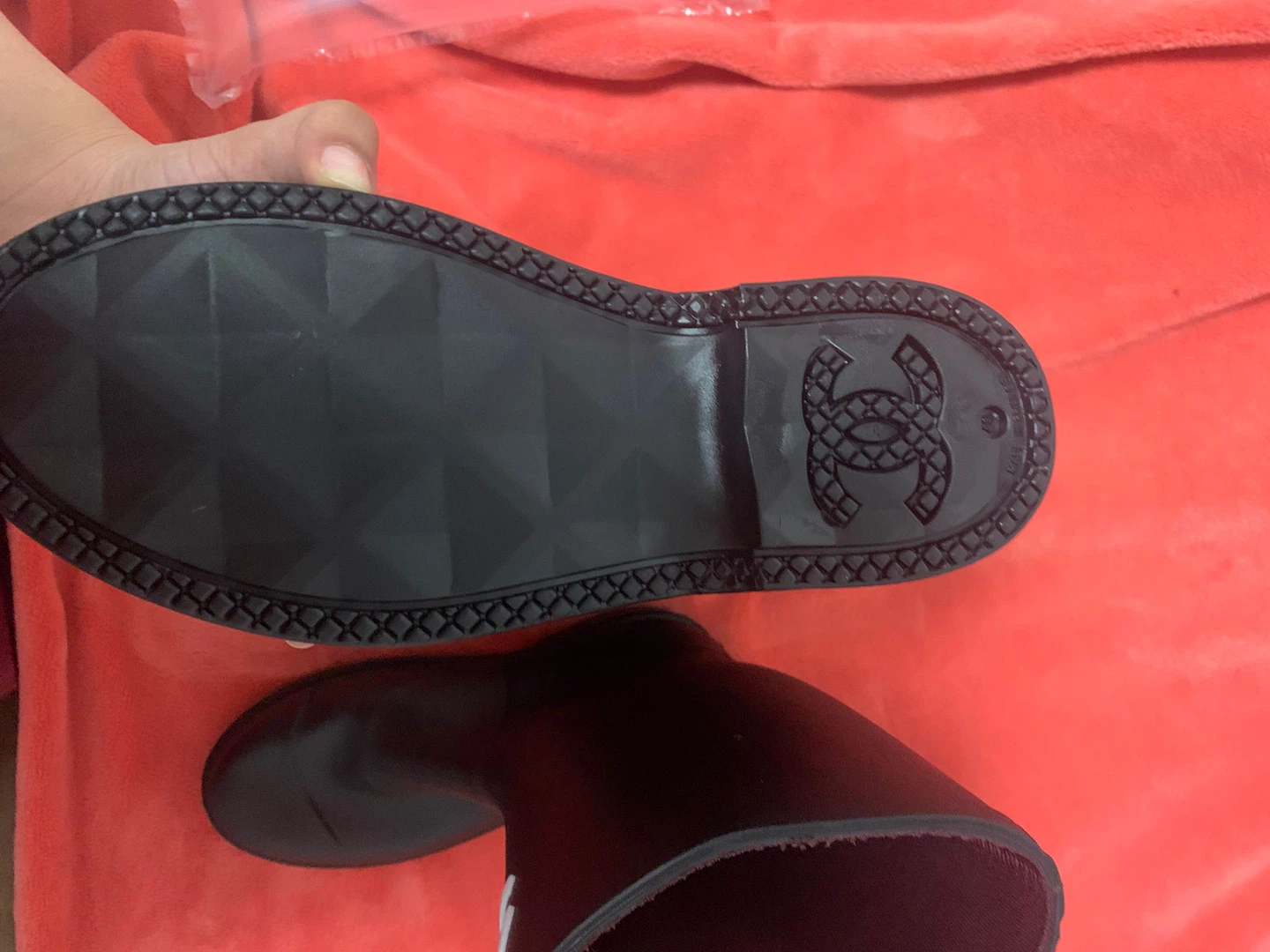 Chanel Black Rubber Rain Boots - photo 5