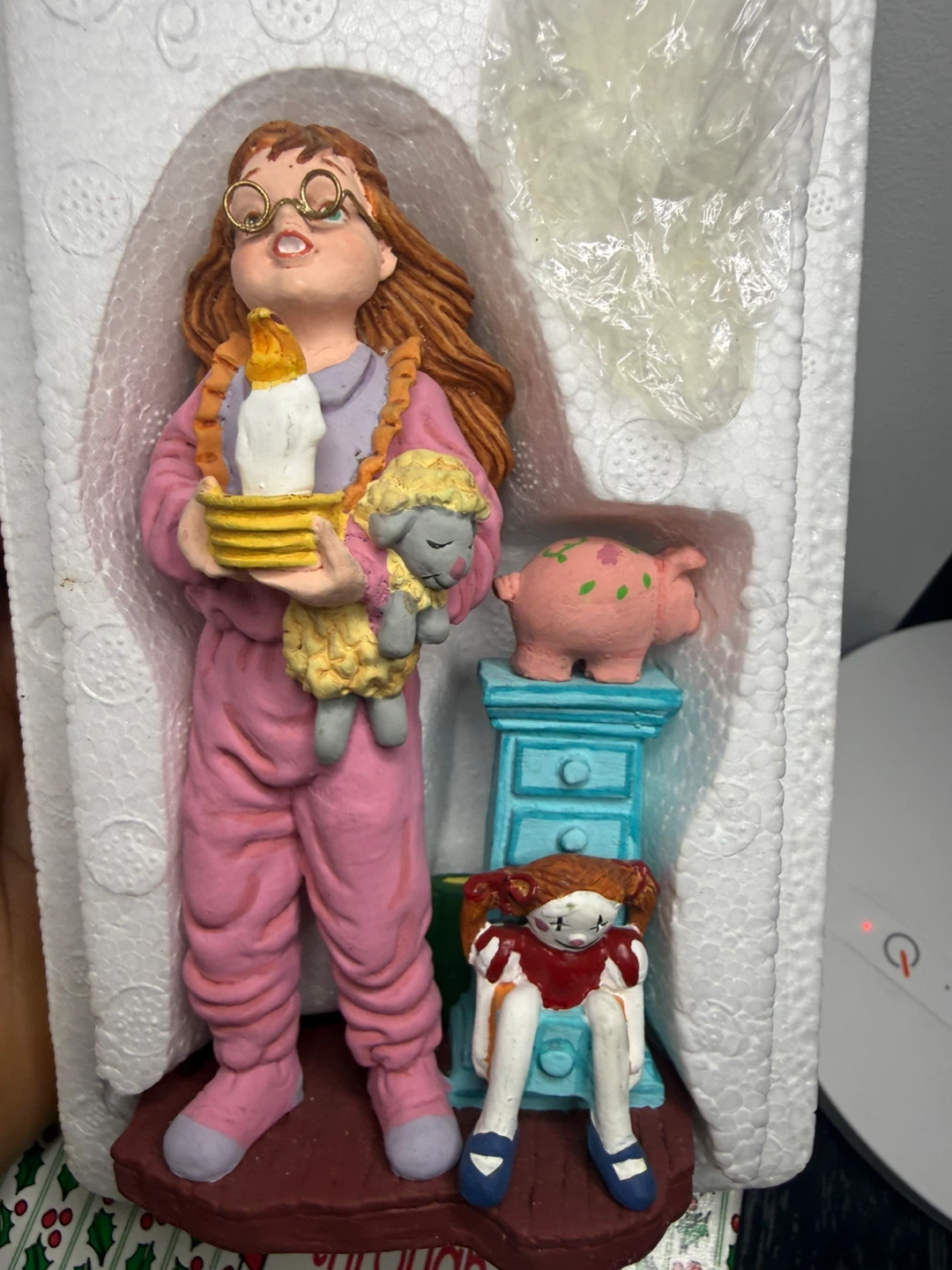 Christmas Village Figure - Girl with Candle and Sheep