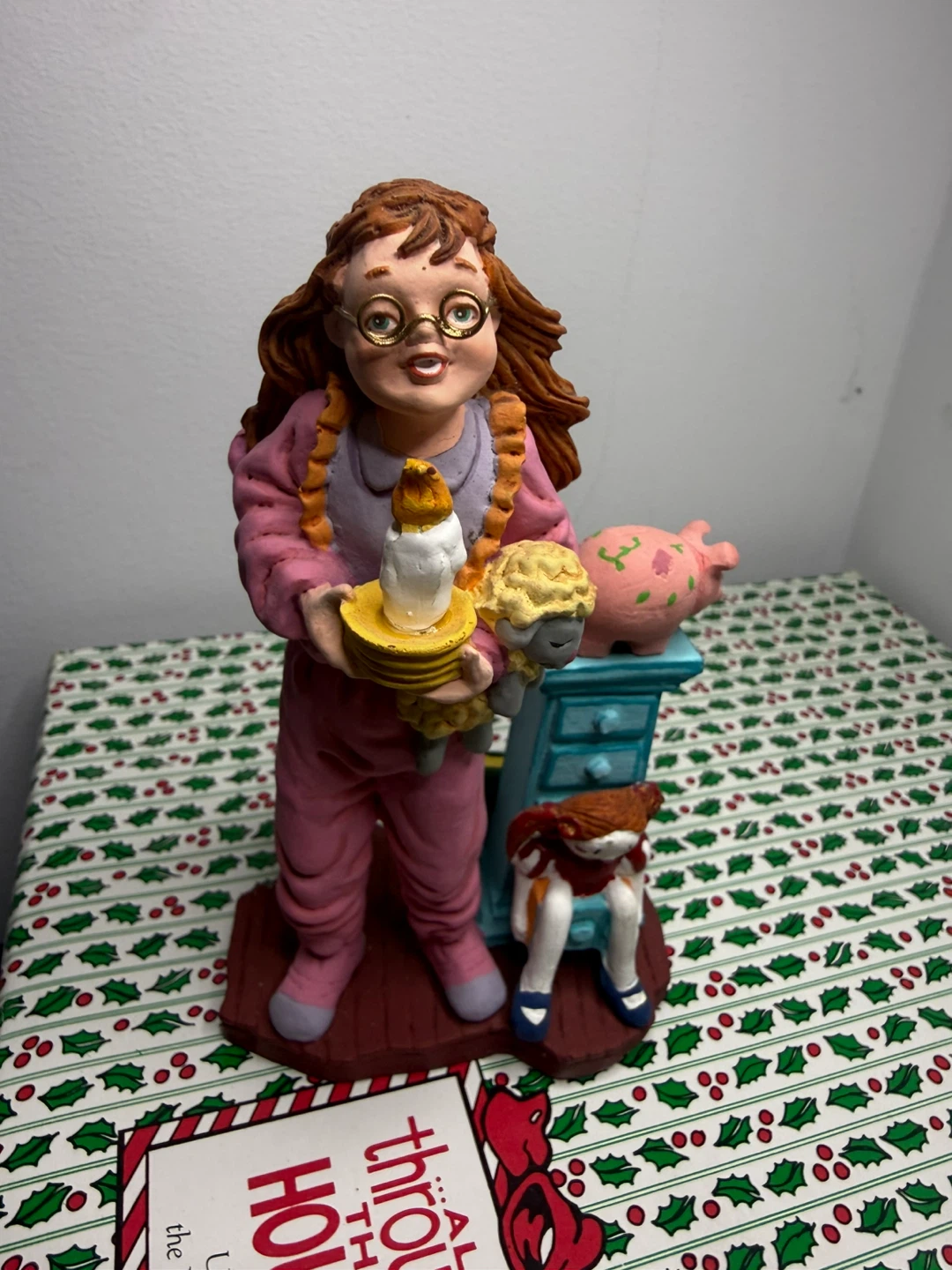 Christmas Village Figure - Girl with Candle and Sheep - photo 2