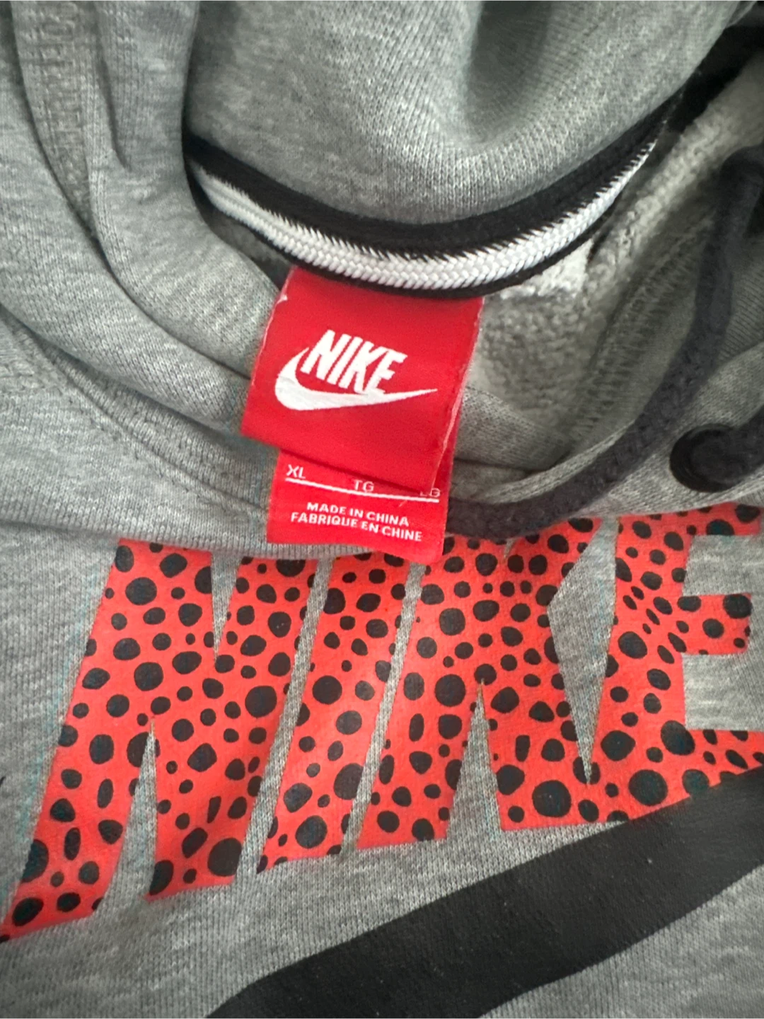 Nike Grey Hoodie with Red Leopard Print Logo - photo 2
